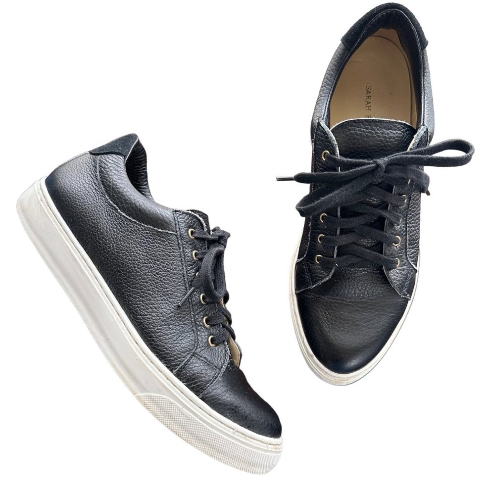 Sarah Flint The Perfect Sneaker Black Leather Lace-up Pointed Toe Size 39 US 8.5